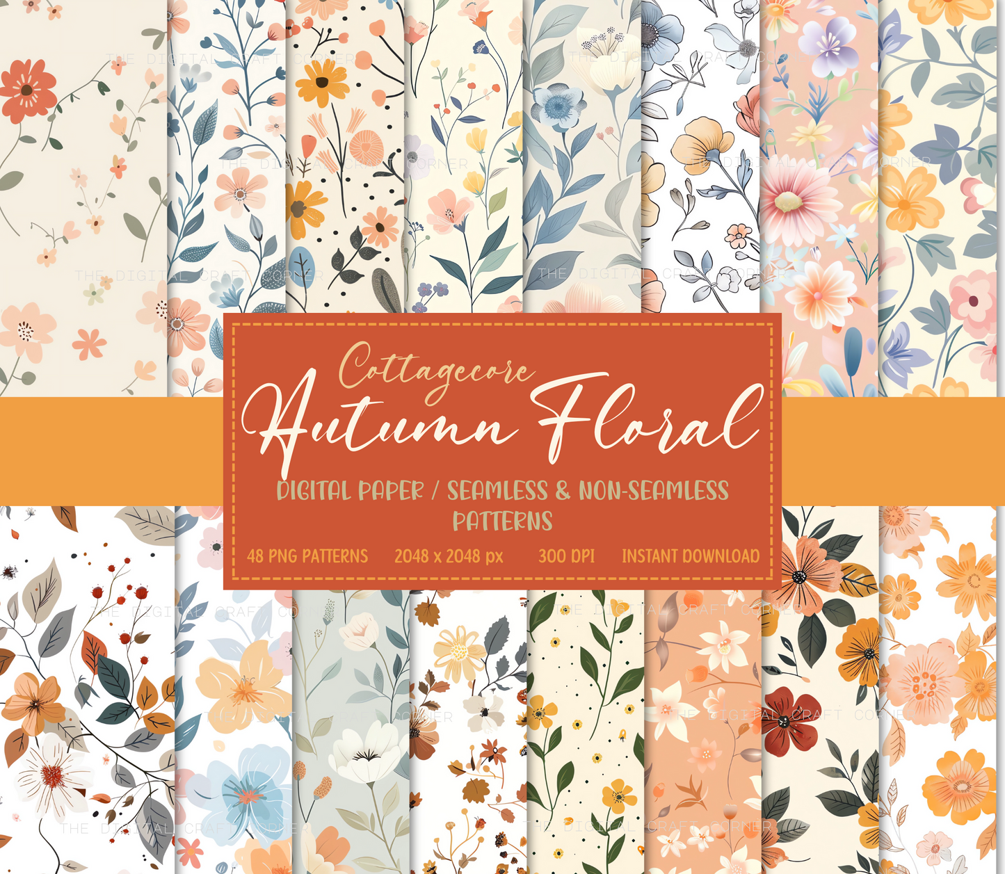 Cottagecore Autumn Floral Background