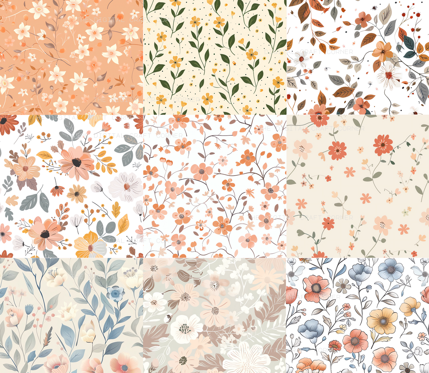 Cottagecore Autumn Floral Background
