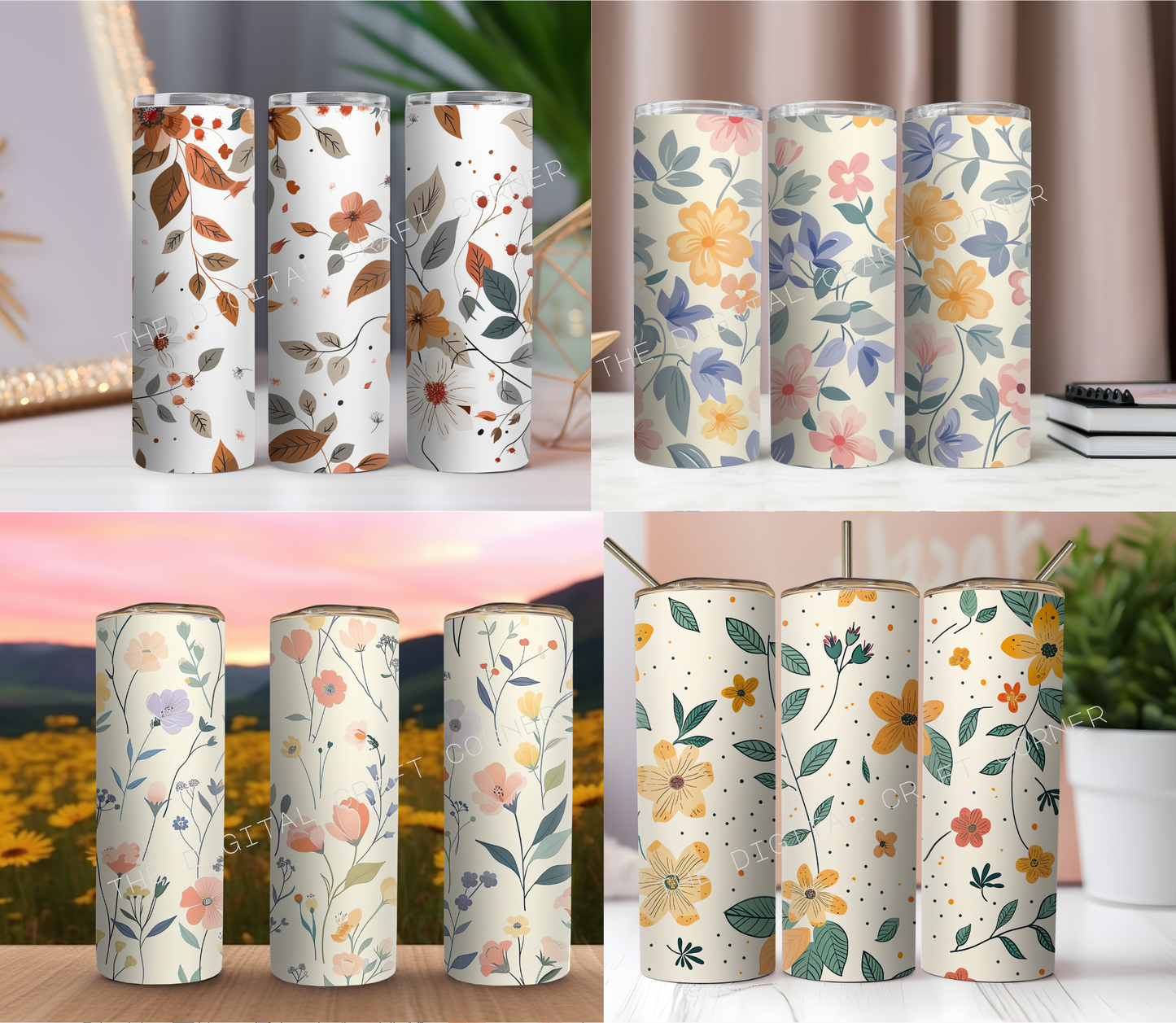 Cottagecore Autumn Floral Background