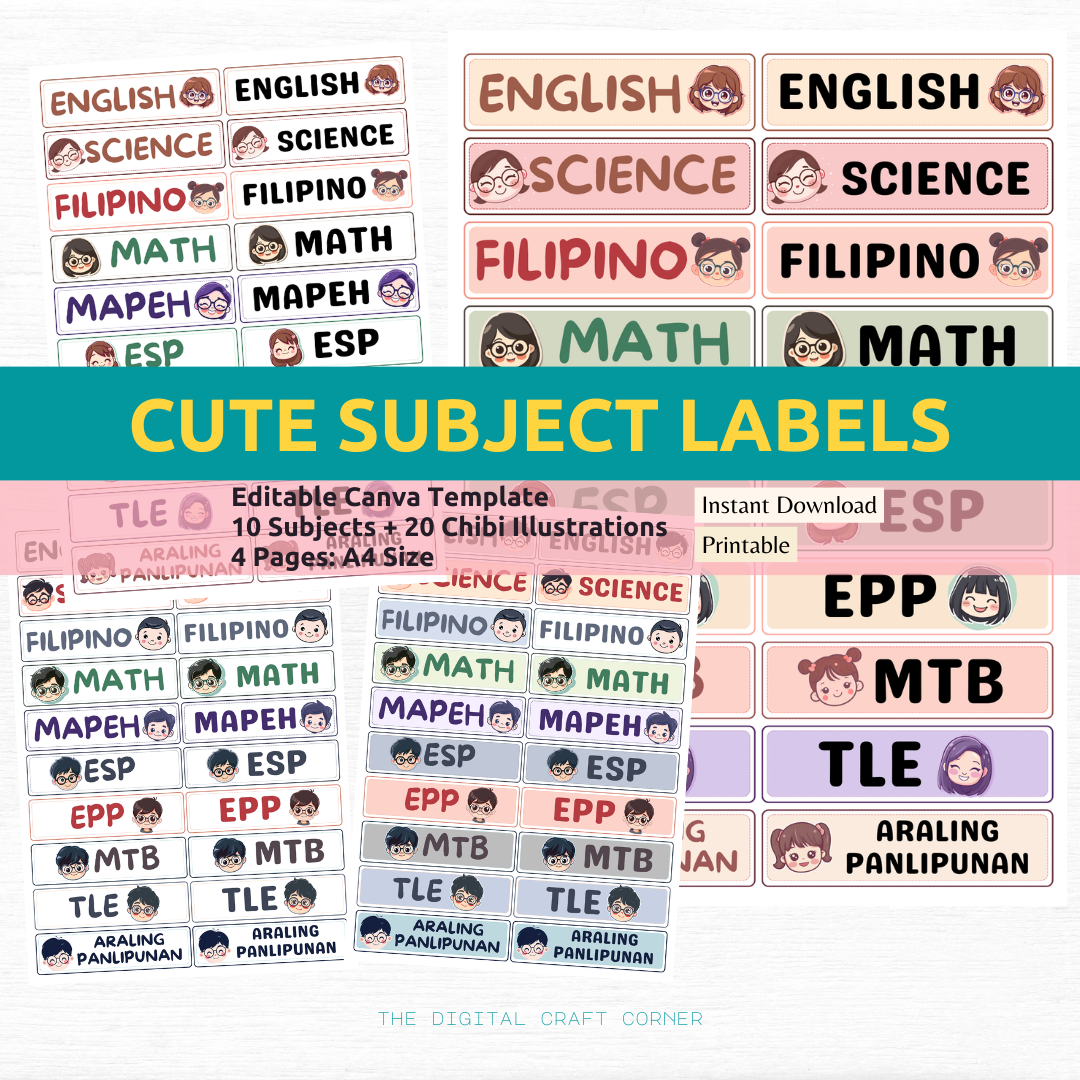 Cute Subject Labels for Kids