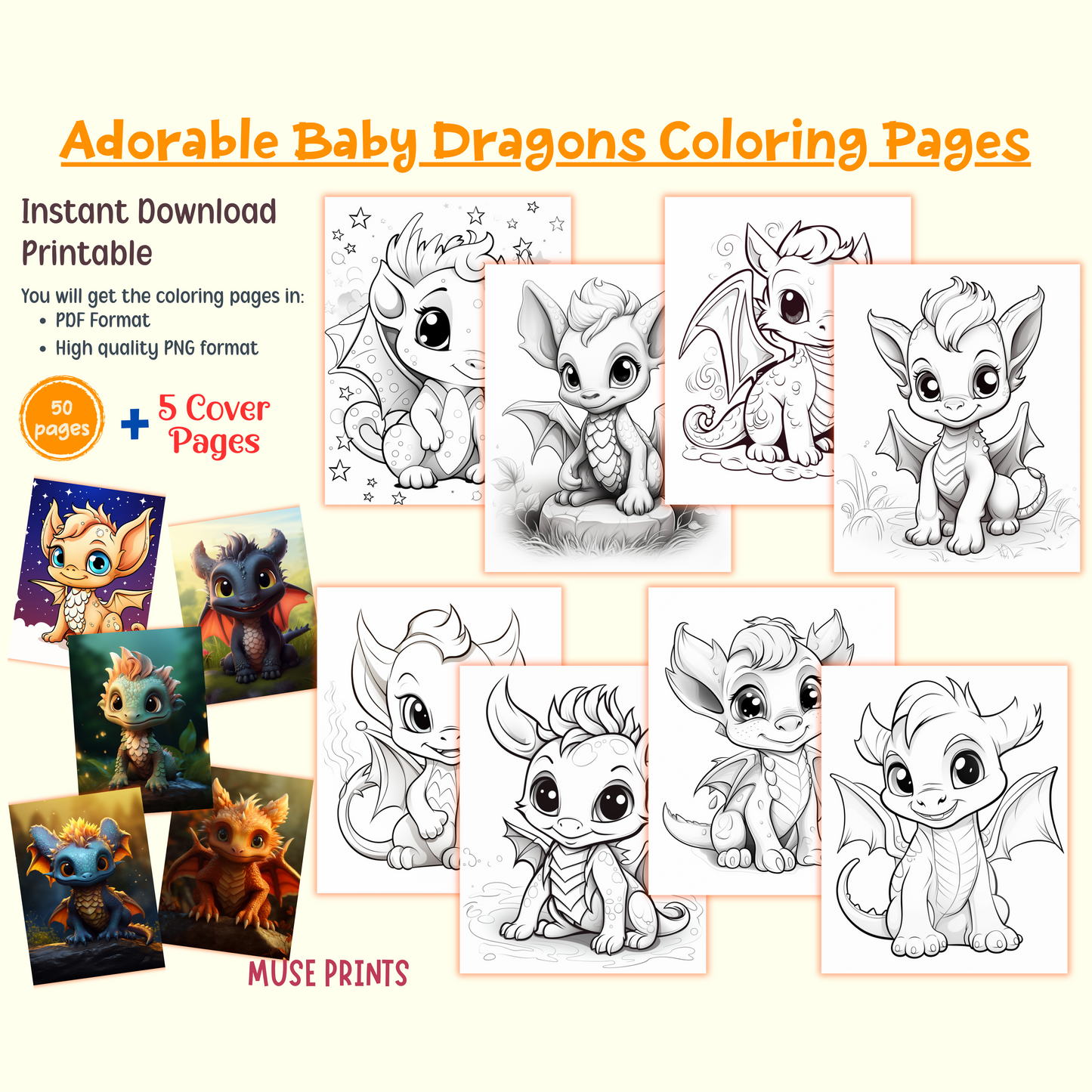 Adorable Baby Dragons Coloring Pages