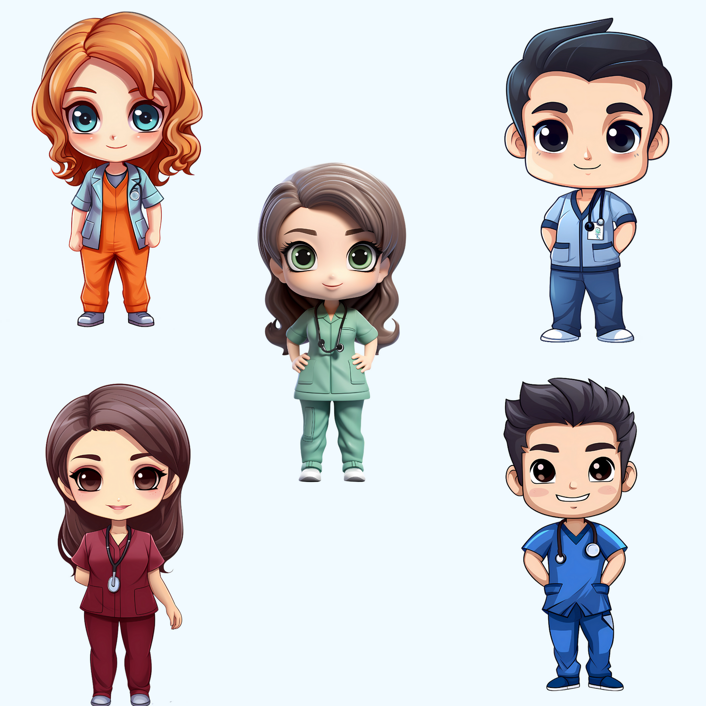 Chibi Nurses Clipart (Girls and Boys)