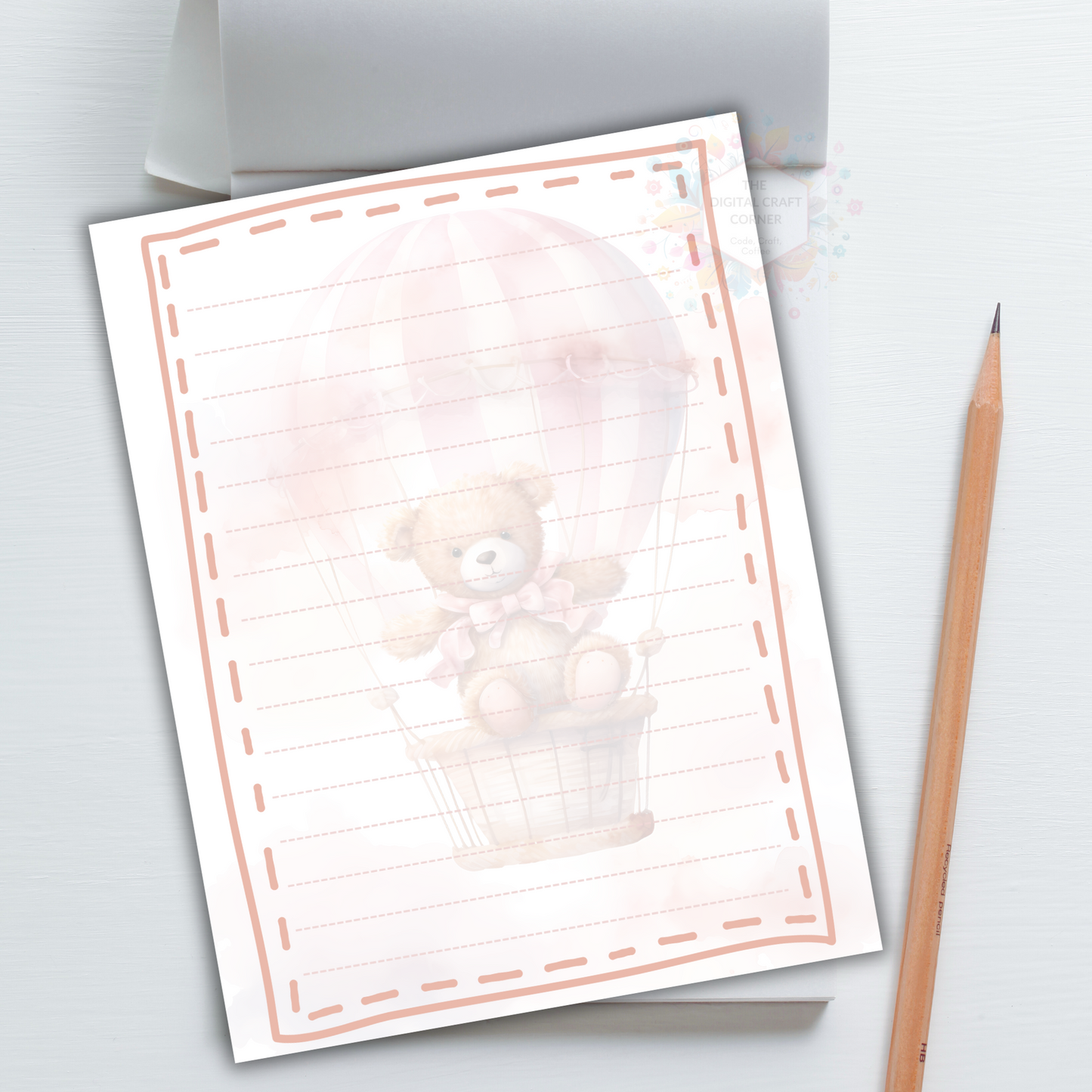 Teddy Bear in Pink Hot Air Balloon Wall Poster