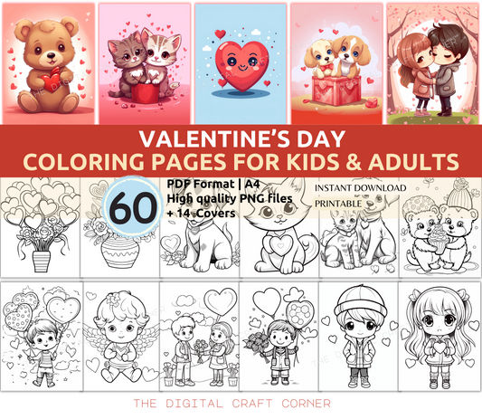 Valentine's Day Coloring Pages for Kids and Adults
