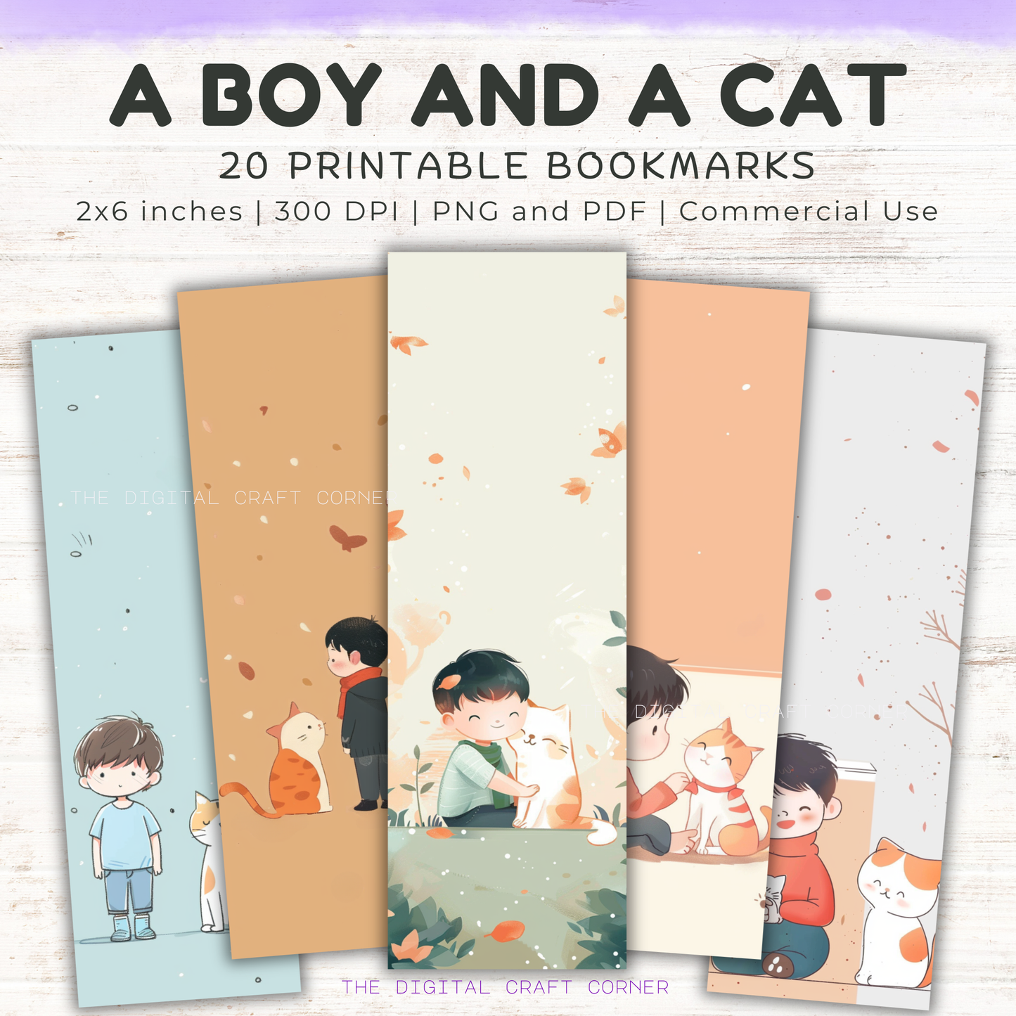 Bookmarks - A Boy and a Cat