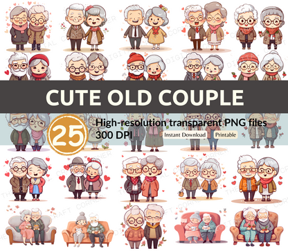 Cute Old Couple Clip Art