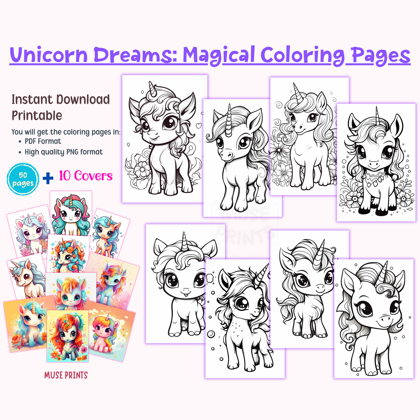 Unicorn Dreams: Magical Coloring Pages