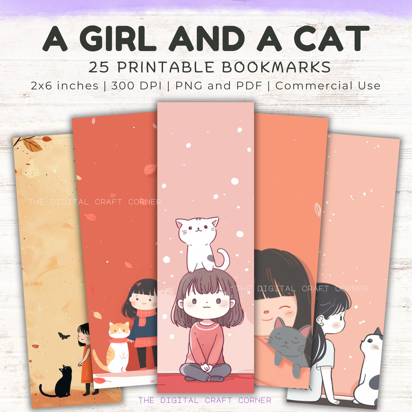 Bookmarks - A Girl and a Cat