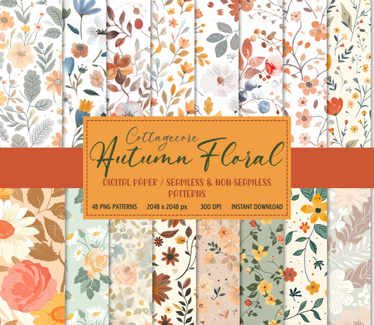 Cottagecore Autumn Floral Background
