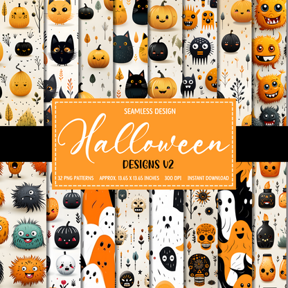 Halloween - Orange and Black Patterns - Seamless Patterns