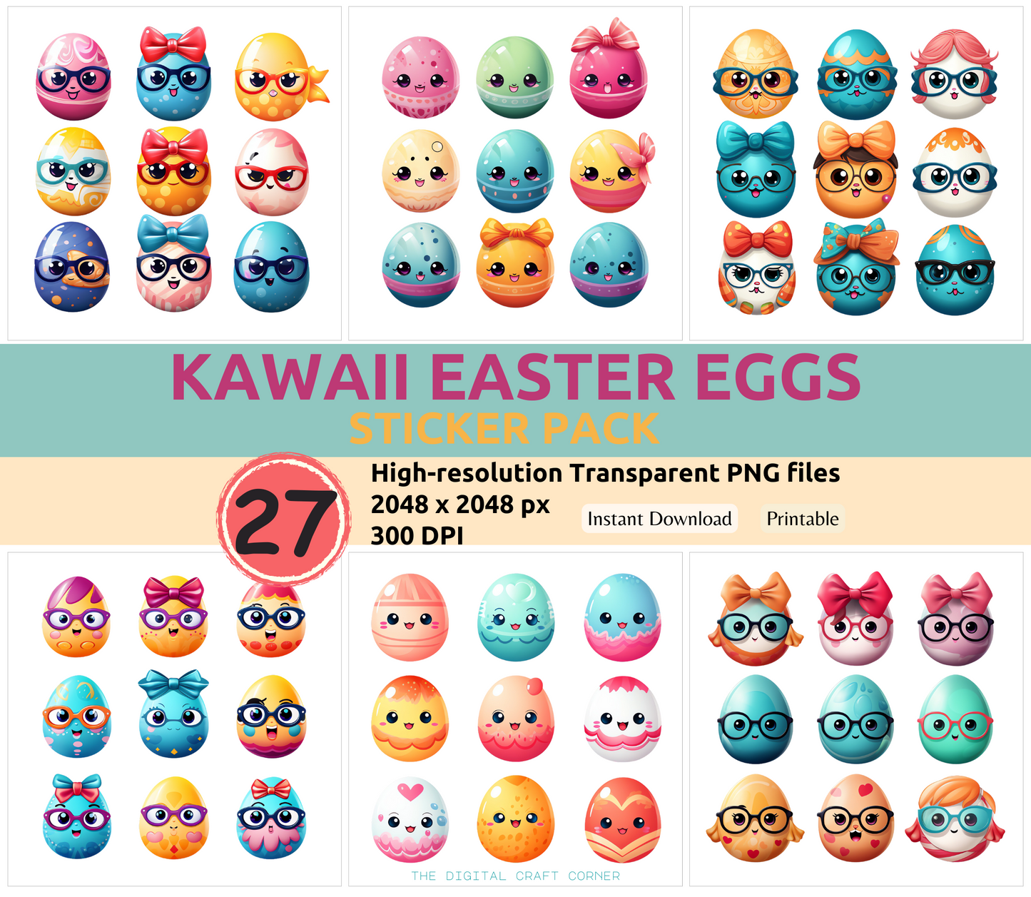 Kawaii Easter Eggs Sticker Pack