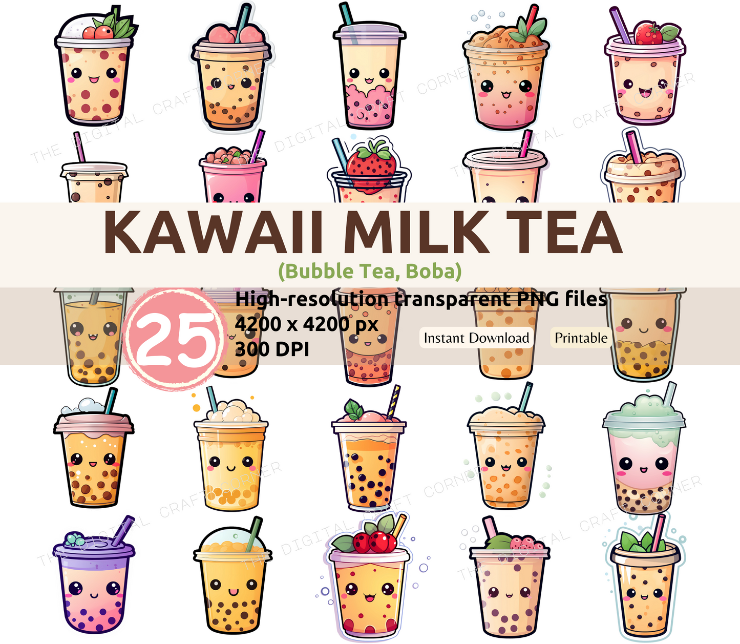 Kawaii Milk Tea (Bubble Tea, Boba)