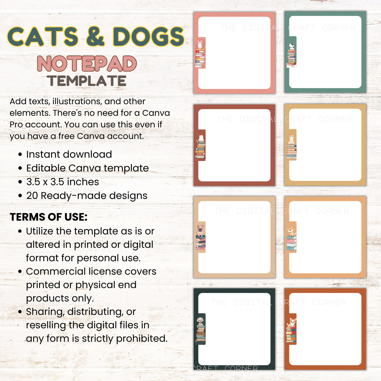 Notepad - Cats and Dogs - 3.5 x 3.5 inches