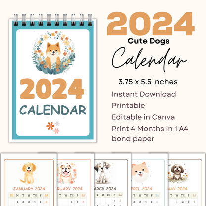 2024 Calendar - Cute Dogs