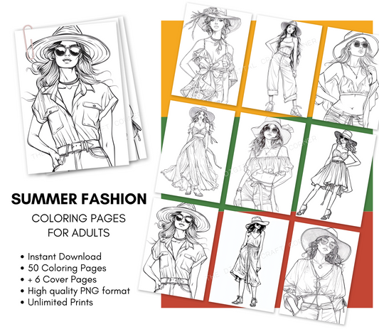Summer Fashion Coloring Pages for Adults