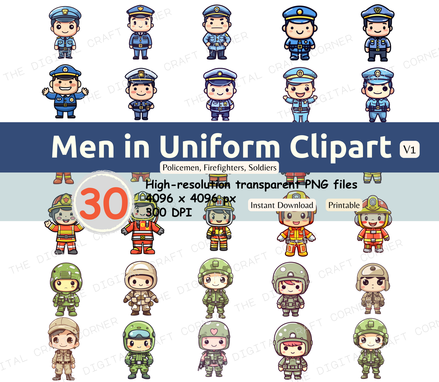 Men in Uniform Clipart