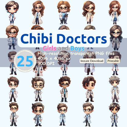 Chibi Doctors Clipart (Girls and Boys)