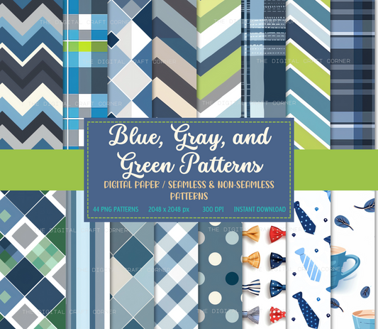 Blue, Gray, and Green Patterns DigiPaper