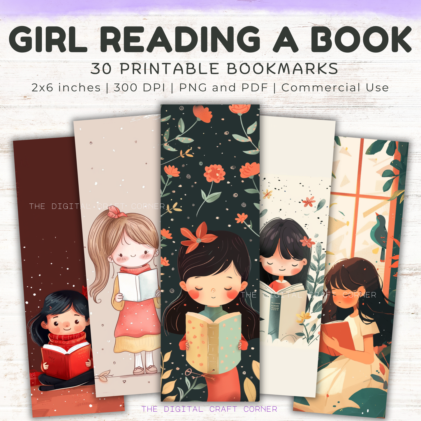 Girl Reading a Book - Bookmarks