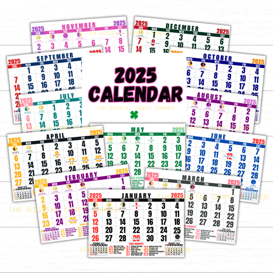 2025 A4 Commercial Calendar - Landscape