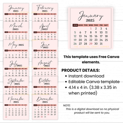 2025 Calendar - Mini
