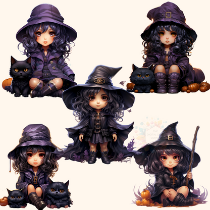 Halloween - Witch Chibi Girl Clipart