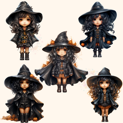 Halloween - Witch Chibi Girl Clipart