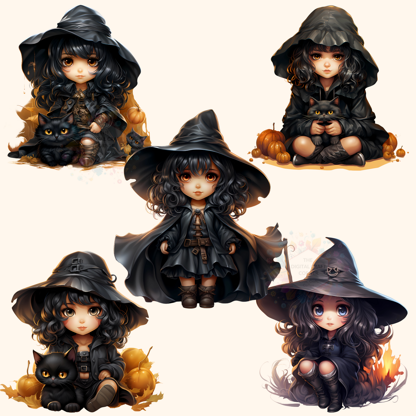 Halloween - Witch Chibi Girl Clipart