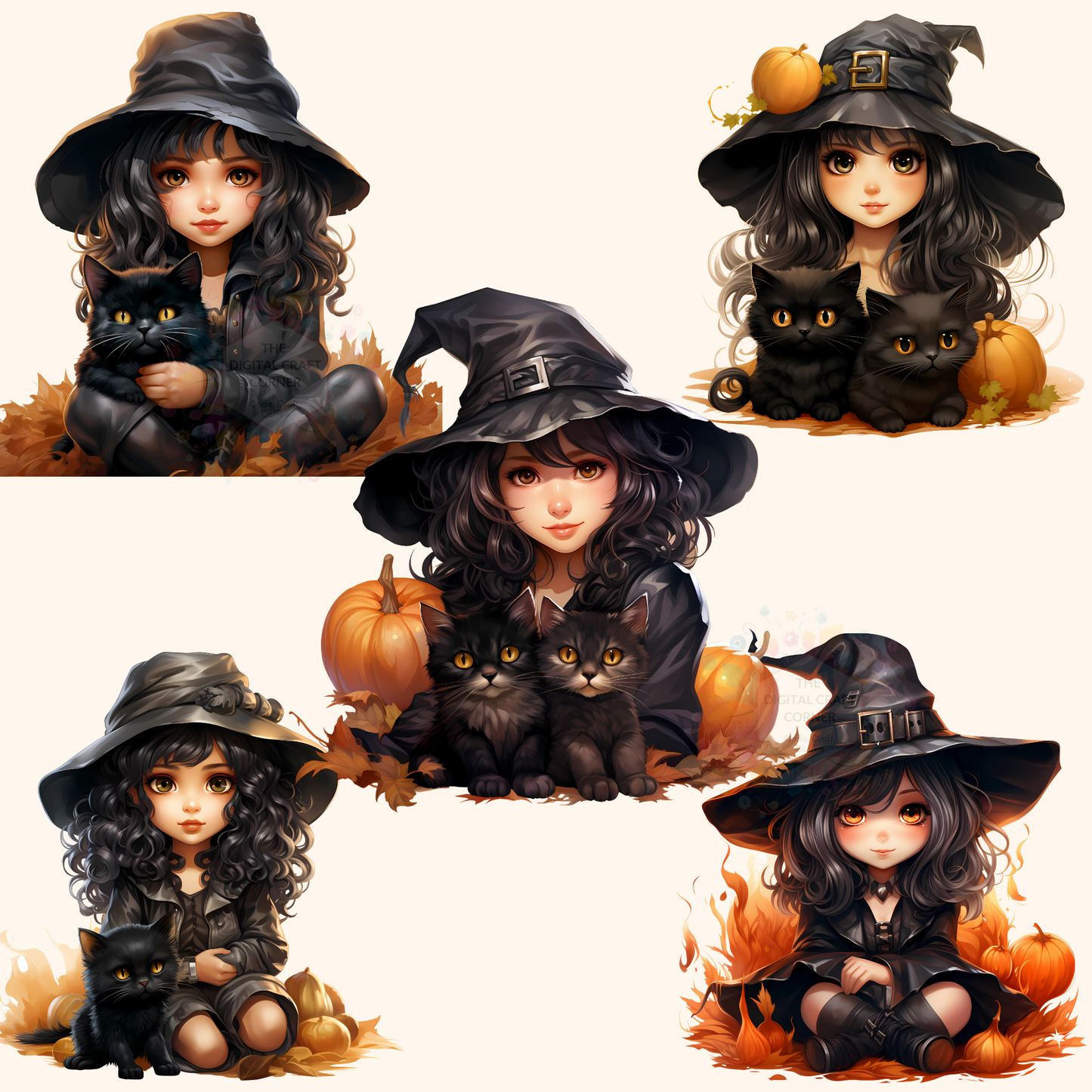 Halloween - Witch Chibi Girl Clipart