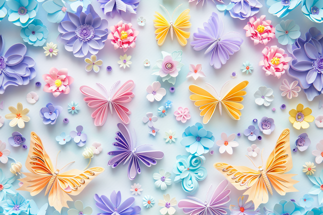 Quilled Paper Art: Butterfly and Flowers