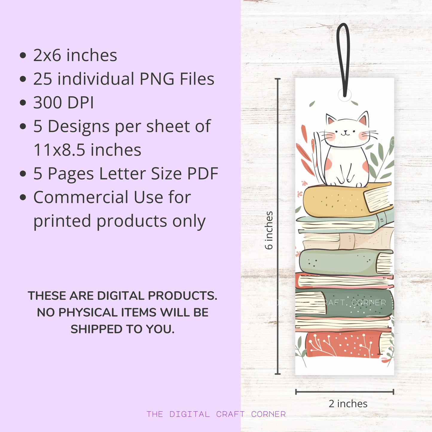 Bookmarks - Cute Cat on a Stack of Books