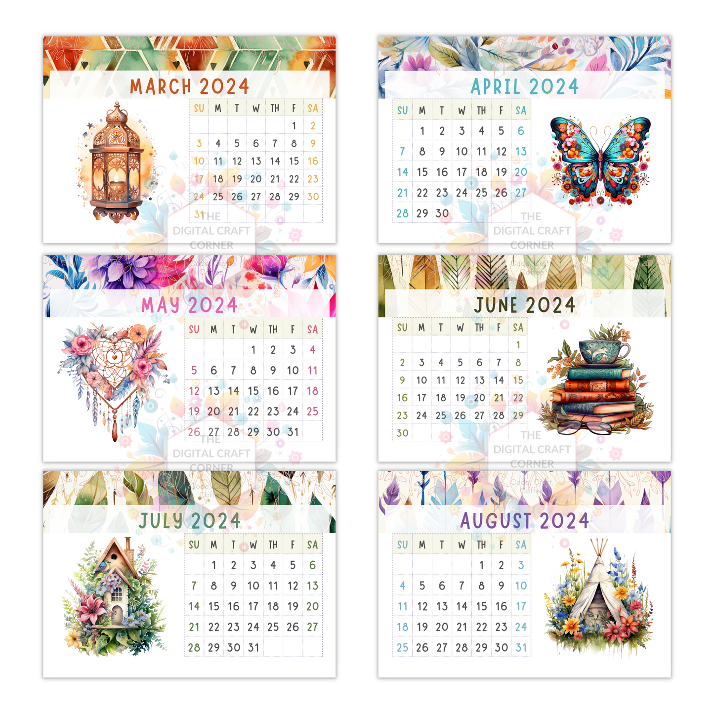 2024 & 2025 Calendar - Boho Patterns