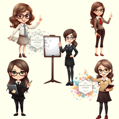 Chibi Teachers Clipart (Girls and Boys)