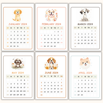 2024 Calendar - Cute Dogs