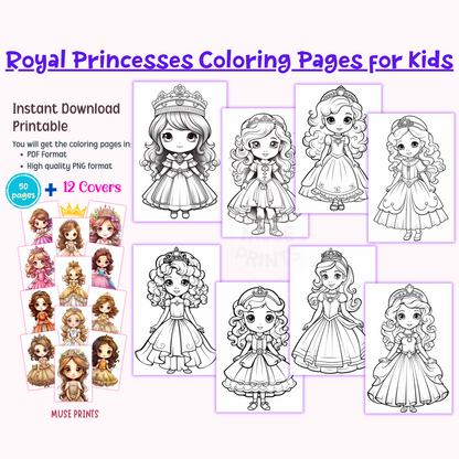 Royal Princesses Coloring Pages for Kids