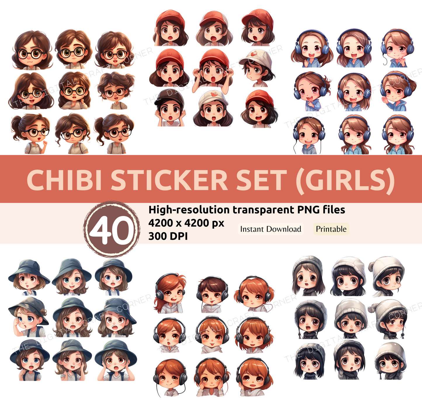 Chibi Sticker Set (Girls)