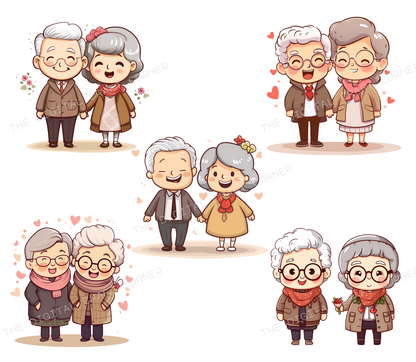 Cute Old Couple Clip Art