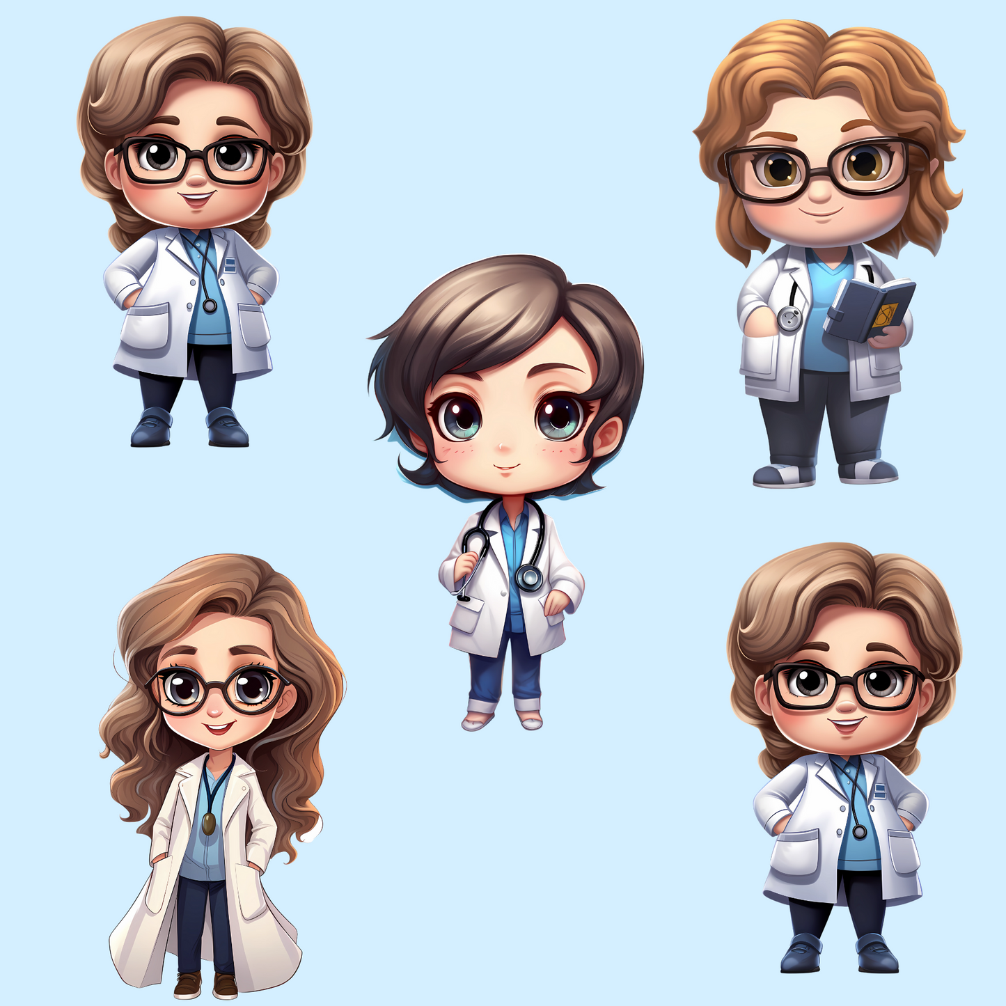 Chibi Doctors Clipart (Girls and Boys)