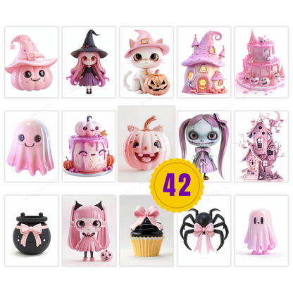 3D Pink Halloween Clipart