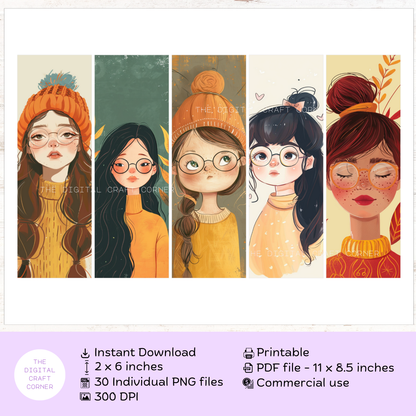 Bookmarks - Girl with Eyeglasses