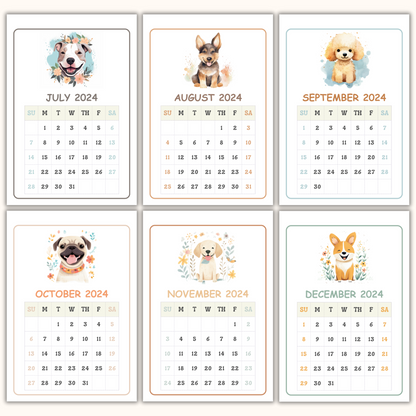 2024 Calendar - Cute Dogs