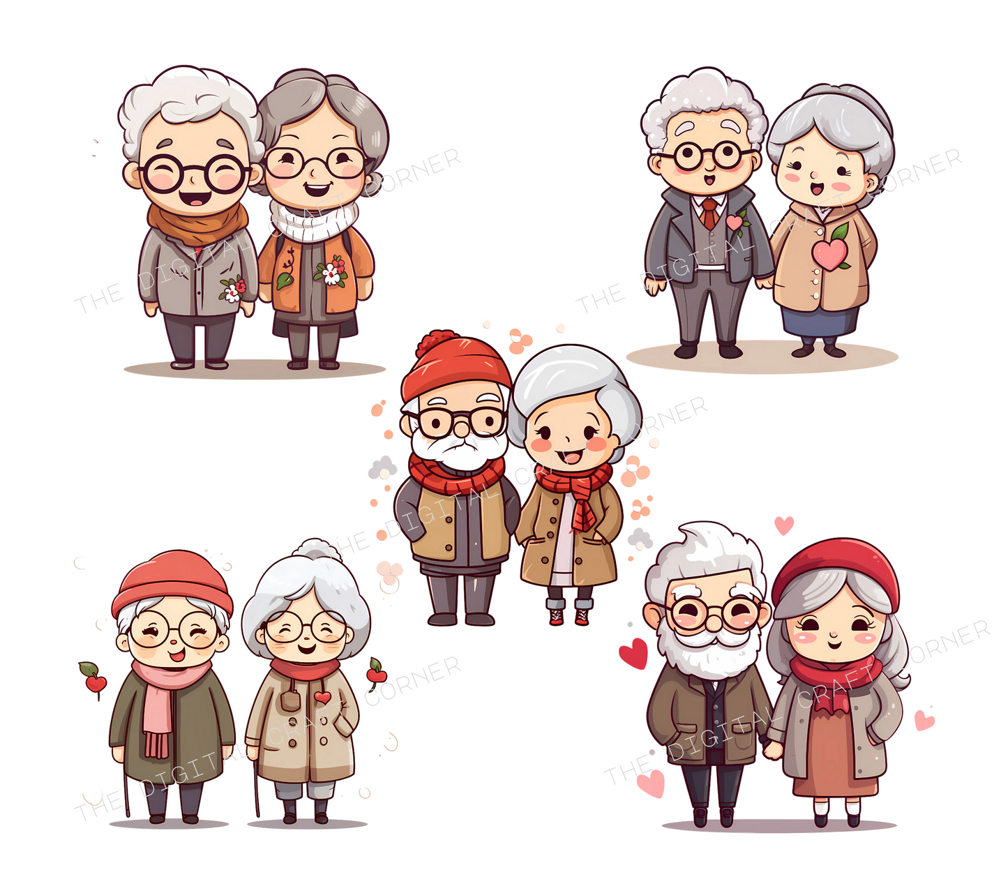 Cute Old Couple Clip Art