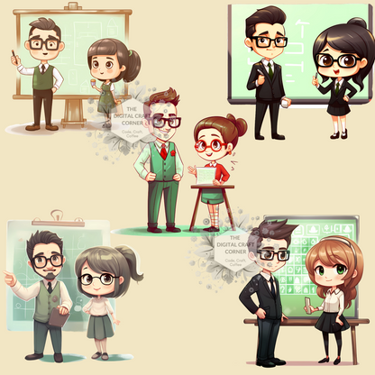 Chibi Teachers Clipart (Girls and Boys - Together)