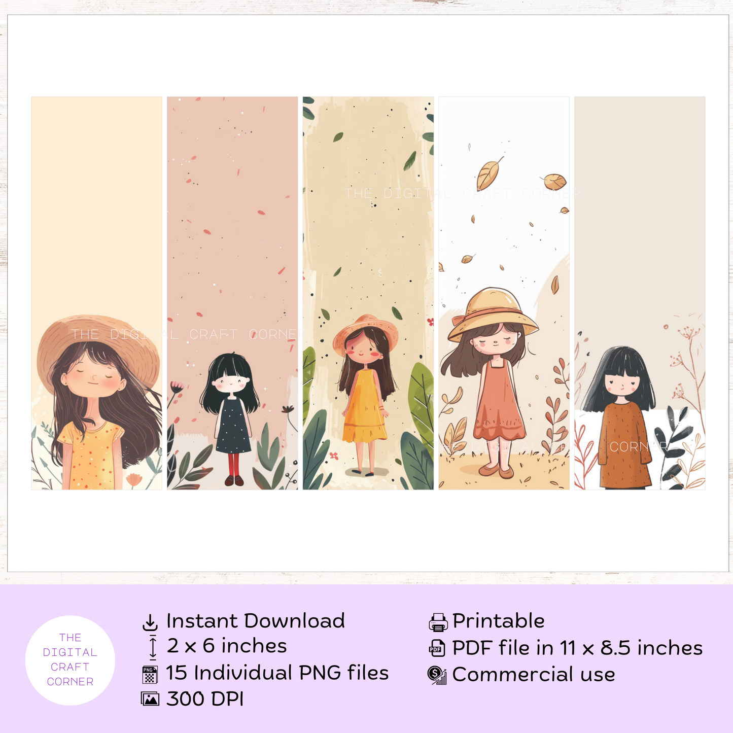 Little Boho Girl Bookmarks