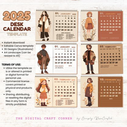 2025 Calendar Templates Bundle  - Landscape format