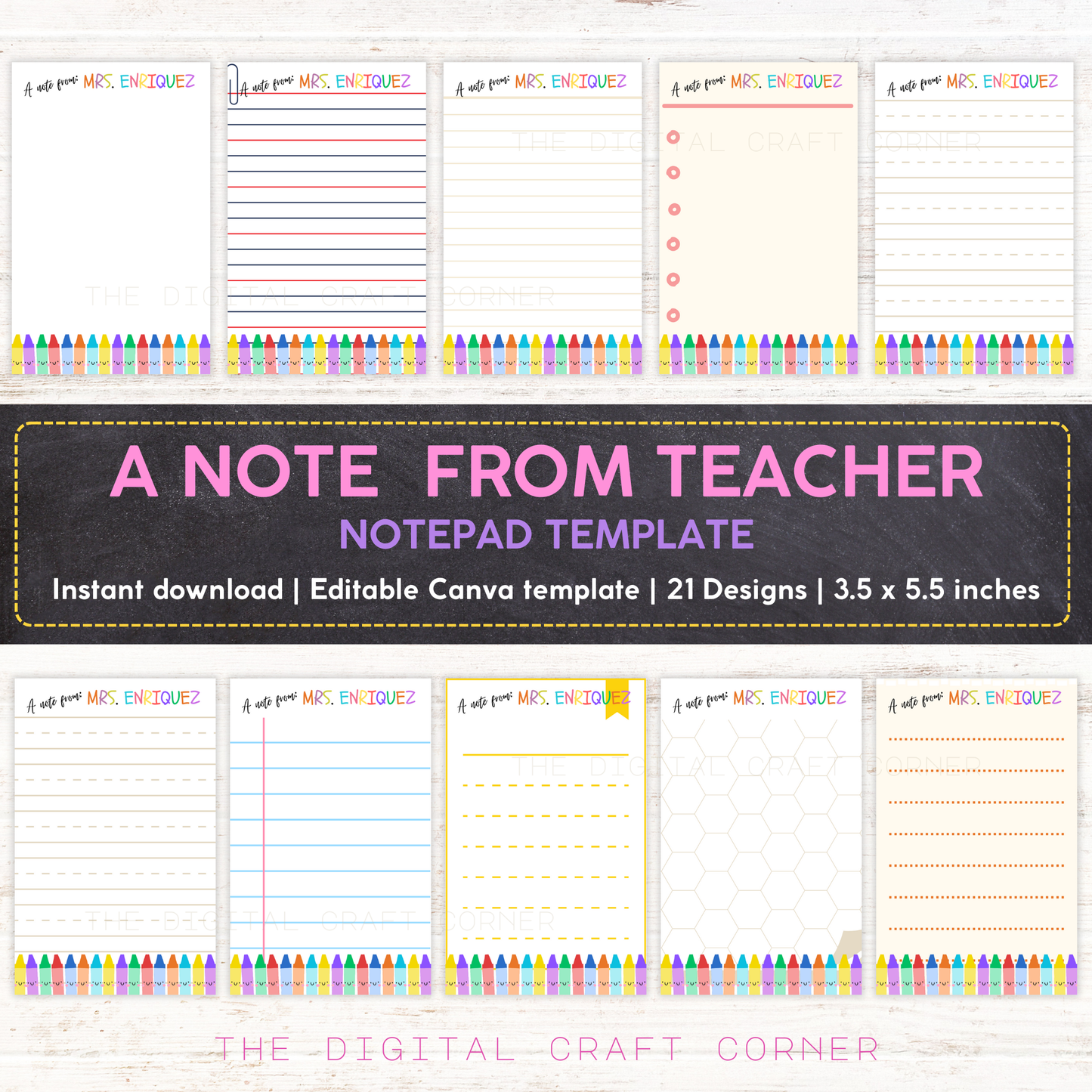 A note  from Teacher Notepad Template