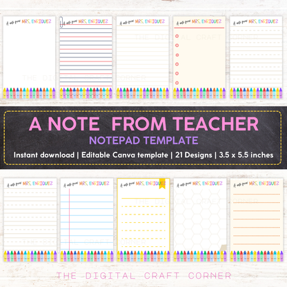 A note  from Teacher Notepad Template