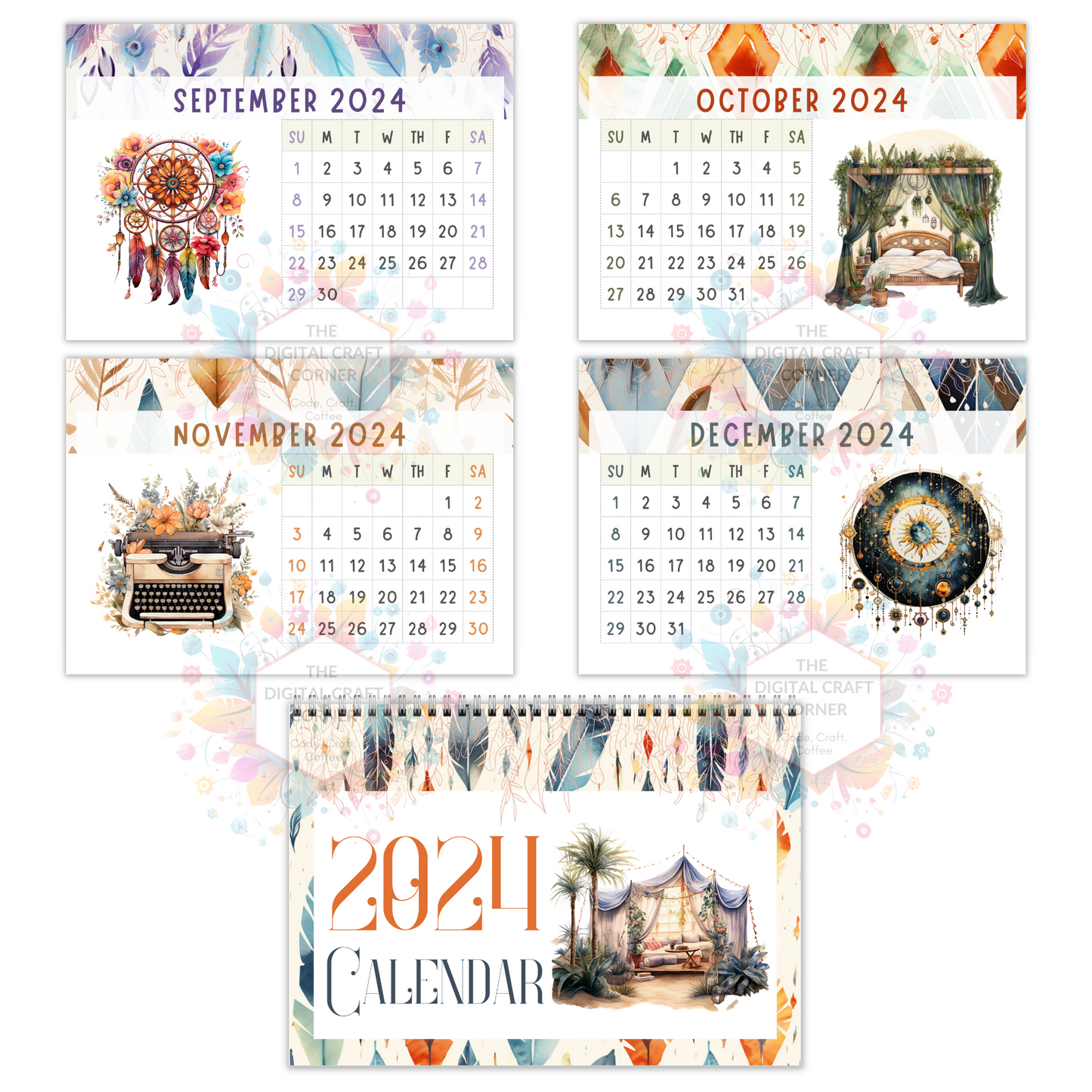 2024 & 2025 Calendar - Boho Patterns