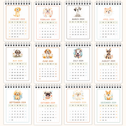 2024 Calendar - Cute Dogs