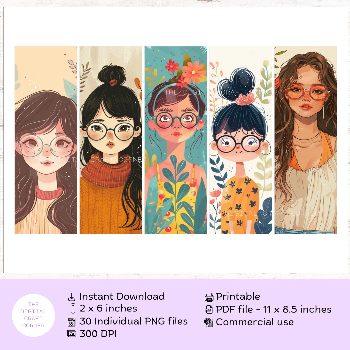 Bookmarks - Girl with Eyeglasses